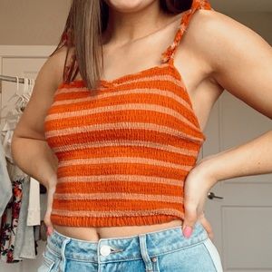 Free People Orange Crop Top